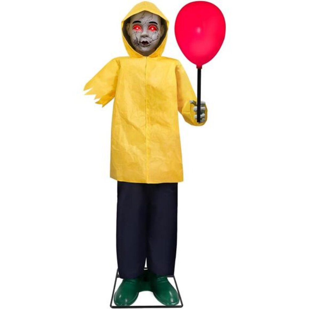 Halloween Decor Outdoor, 4 Ft Life Size Animatronics Prop with Glowing Balloon